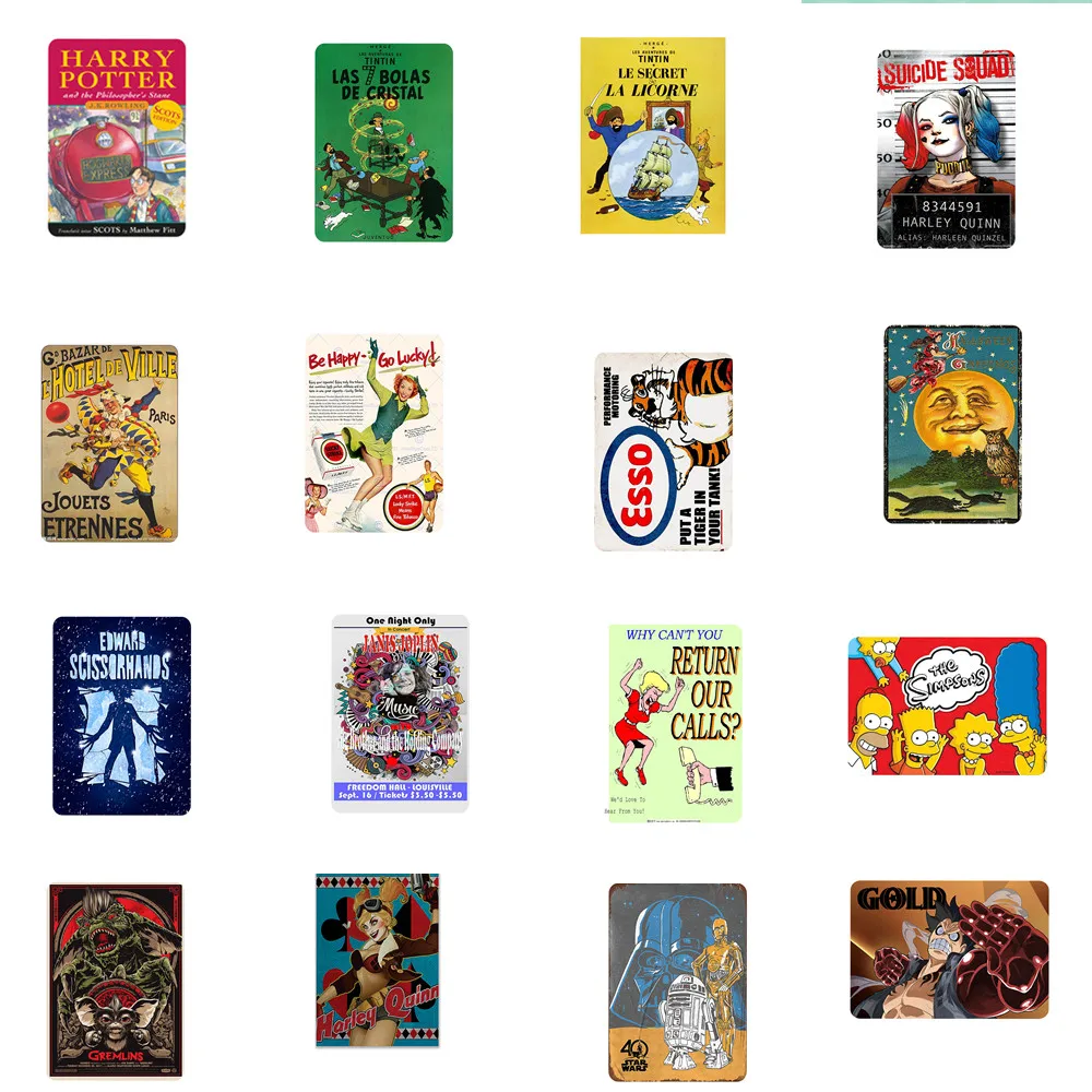 Мультфильм плакат в стиле аниме фильм винтажная металлическая живопись