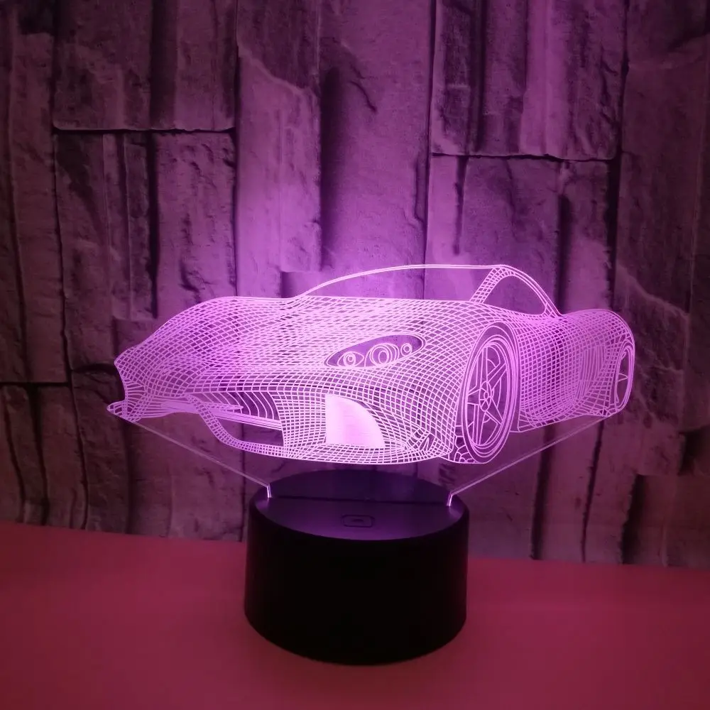 

Новый спортивный автомобильный 3d светильник 7 цветов сенсорный Usb-питание светодиодные настольные лампы для гостиной видение автомобиля 3d настольная лампа освещение