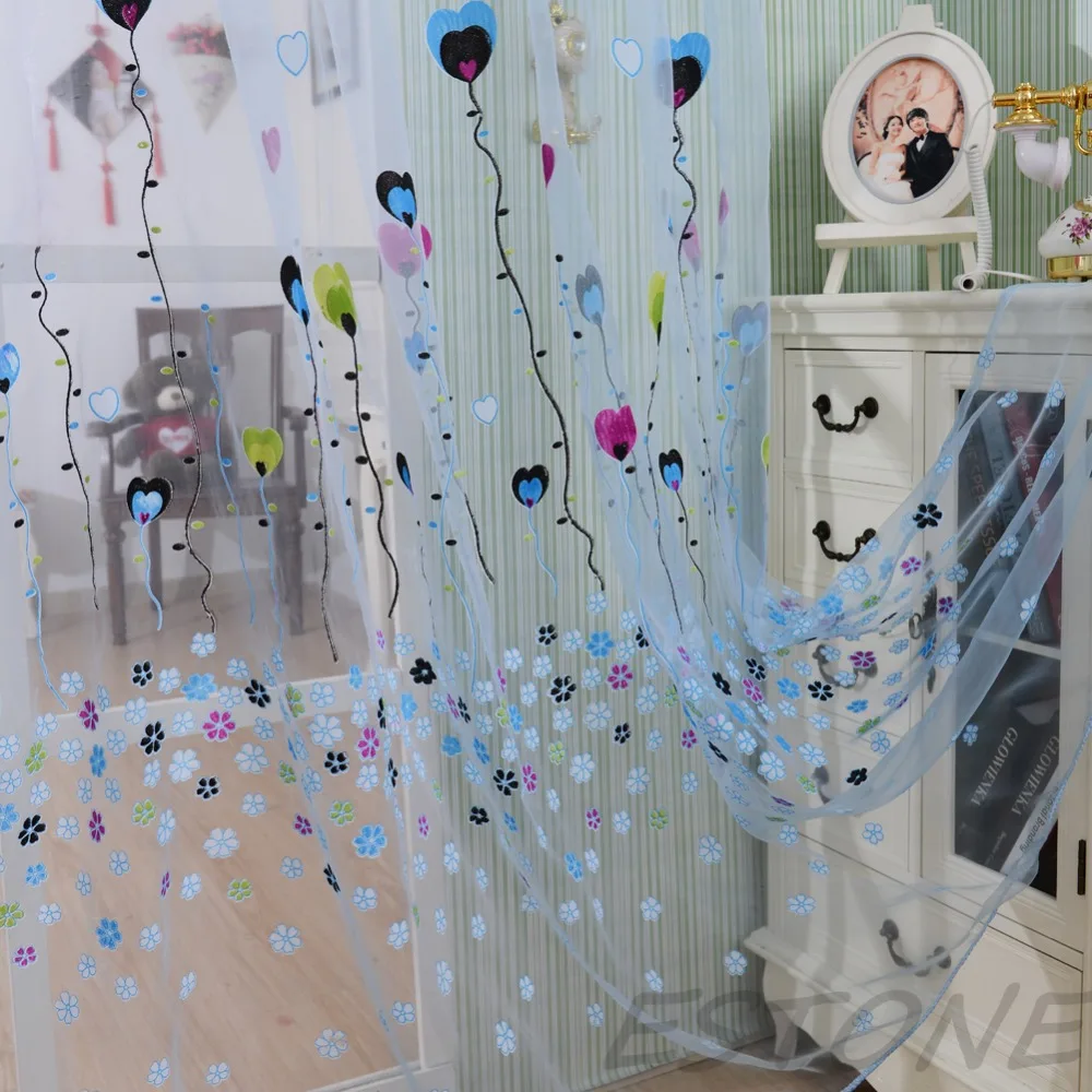 Лидер продаж милый баллон с сердечками тюль вуаль балкон детская спальня окно