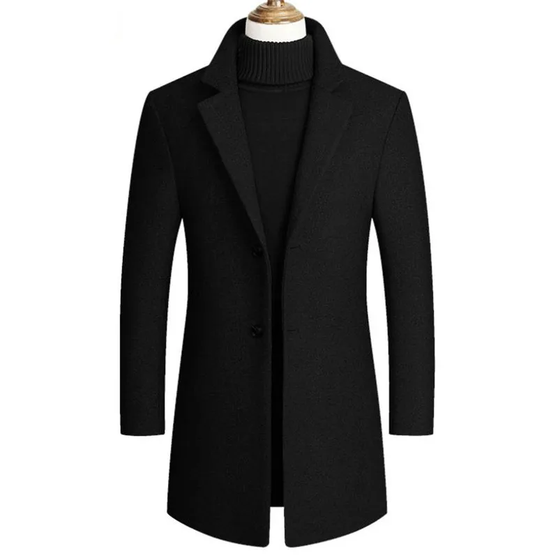 Новое мужское шерстяное пальто деловое повседневное теплое однотонное ветровка