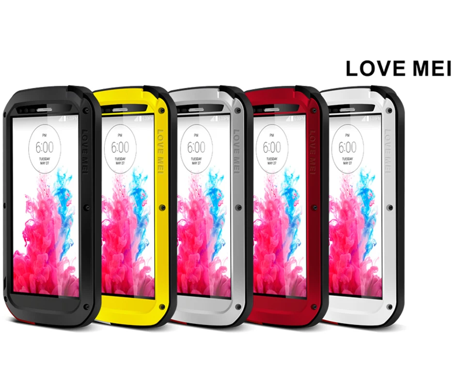 LOVE MEI Extreme Metal Aluminum Dirt Waterproof Powerful Case For LG G3 G5 G6 V10 V20 V30/LG G7/LG Class/H740 + Gorilla Glass |