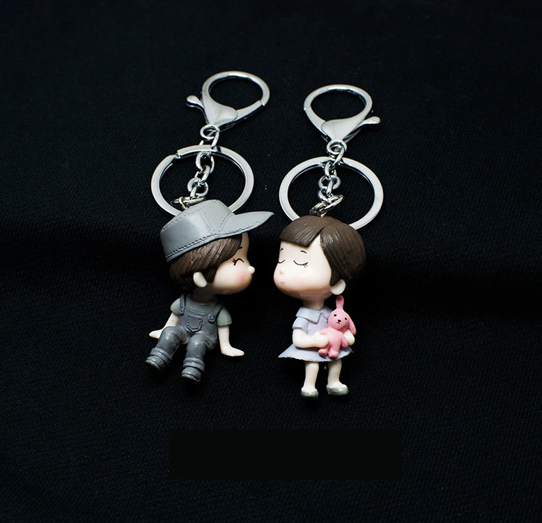 Cute Keychain Boy Girl Women's Lovely Cartoon Doll Couple Key Button Men Women Car Hanging Bag Pendant Creative Gift | Украшения и