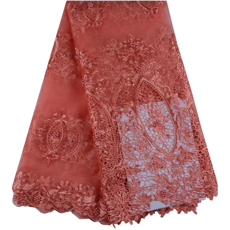 

Hot Sale Beaded African Lace Fabric With Stones 2018 Latest Fabric High Class Tulle Lace Fabric For Nigerian Evening Dress 1010
