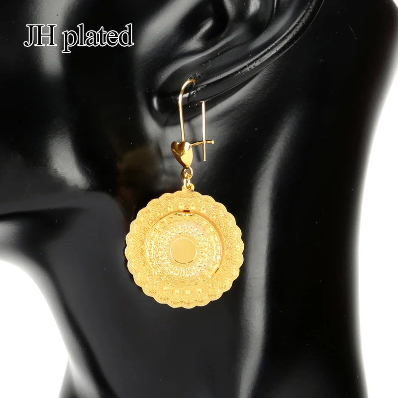 JHplated африканские Ювелирные серьги из Эфиопии круглые двухслойные скульптуры для