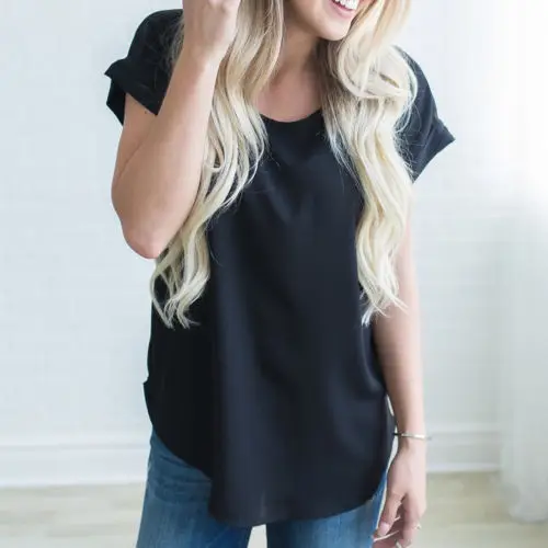 Летняя женская шифоновая рубашка с коротким рукавом Повседневная блузка