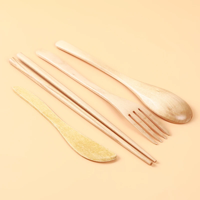 1 Набор японский деревянный набор посуды столовые приборы бамбуковых вилок нож с