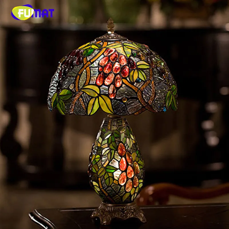 Настольная лампа FUMAT из цветного стекла в винтажном европейском стиле|stained glass table
