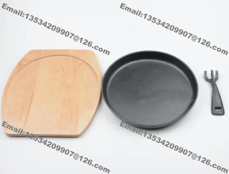 25 см круглая плита чугунный стейк гриль сковорода кухонная с деревянной