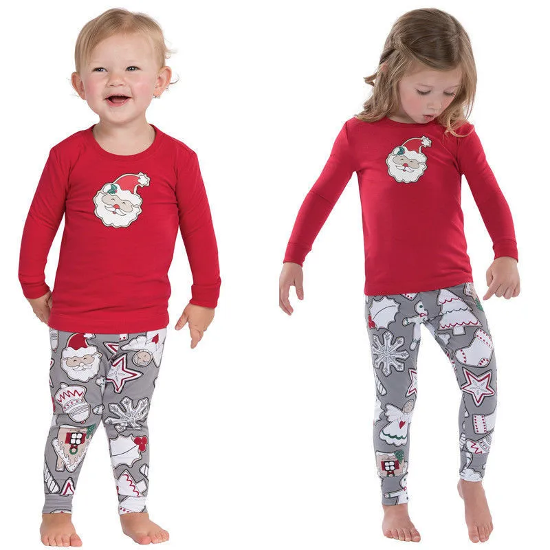 Christmas Family Matching Outfits Daddy Mommy Daughter Son Famliy Clothes Red White T Shirt Tops Cartoon Pants Set Xmas | Мать и ребенок