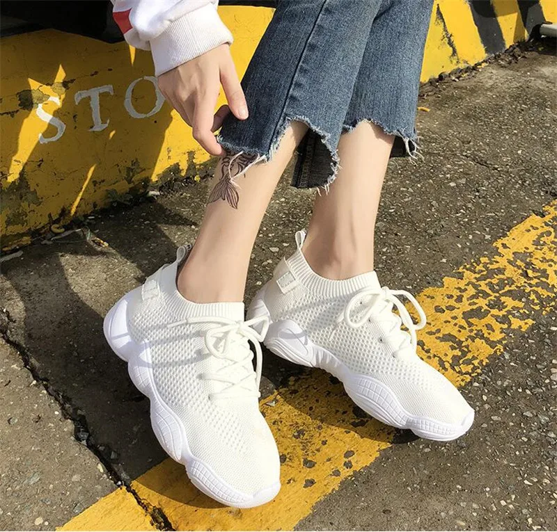 Mujer Zapatos Zapatillas de deporte cordones principiante goma moda malla correas cruzadas redondas plana zapatillas LM-02