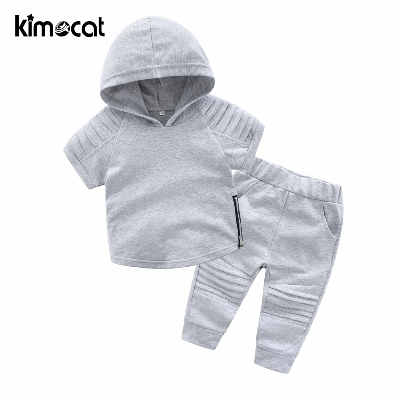 Пуловер с капюшоном и джинсами Kimocat для мальчиков весна-осень длинными рукавами