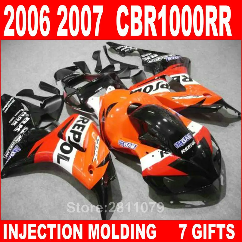 Набор обтекателей для мотоциклов оранжевый черный Honda CBR1000RR 06 07 2006 2007 NY52|fairing