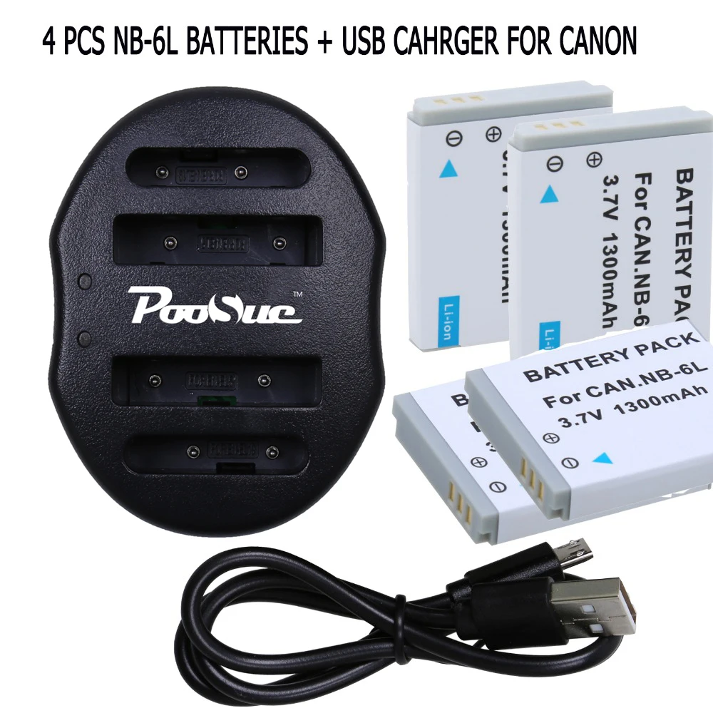 NB-6LH nb 6lh NB-6L nb6l Батарея для Canon nb 6l зарядное устройство HS SX520 SX530 SX540 SX600 SX610 SX700 SX710 IXUS 95 200 210 105 камера - Цвет: 4battery and charger