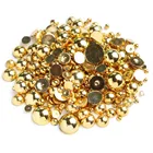 Размер смешивания 2 мм3 мм4 мм5 мм6 мм8 мм 15 г ABS полукруглый жемчуг с плоской спинкой Золотой Цвет бусины Diy Аксессуары Бесплатная доставка