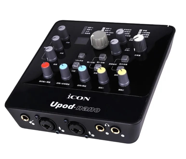 Новая версия ICON upod nano Sound card Plug play 2 mic-In/1 guitar-In, 2-Out USB Интерфейс записи+ 48V phantom power оснащен