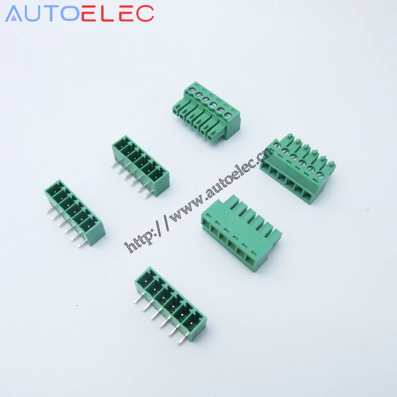 6-контактный разъем Pitch3.50mm PA66 PCB подключаемый Клеммник коннектор штекер и гнездо