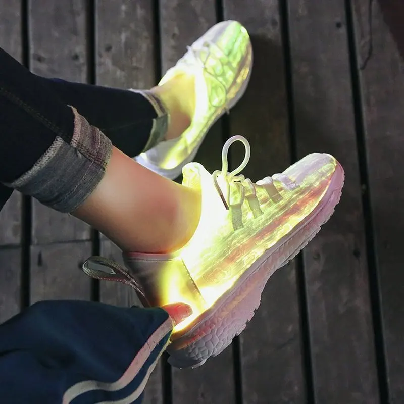 New Sports Night Running Casual Shoes for Unisex Rechargeable Colorful Luminous Waterproof LED Lights Couple Ghost | Обувь