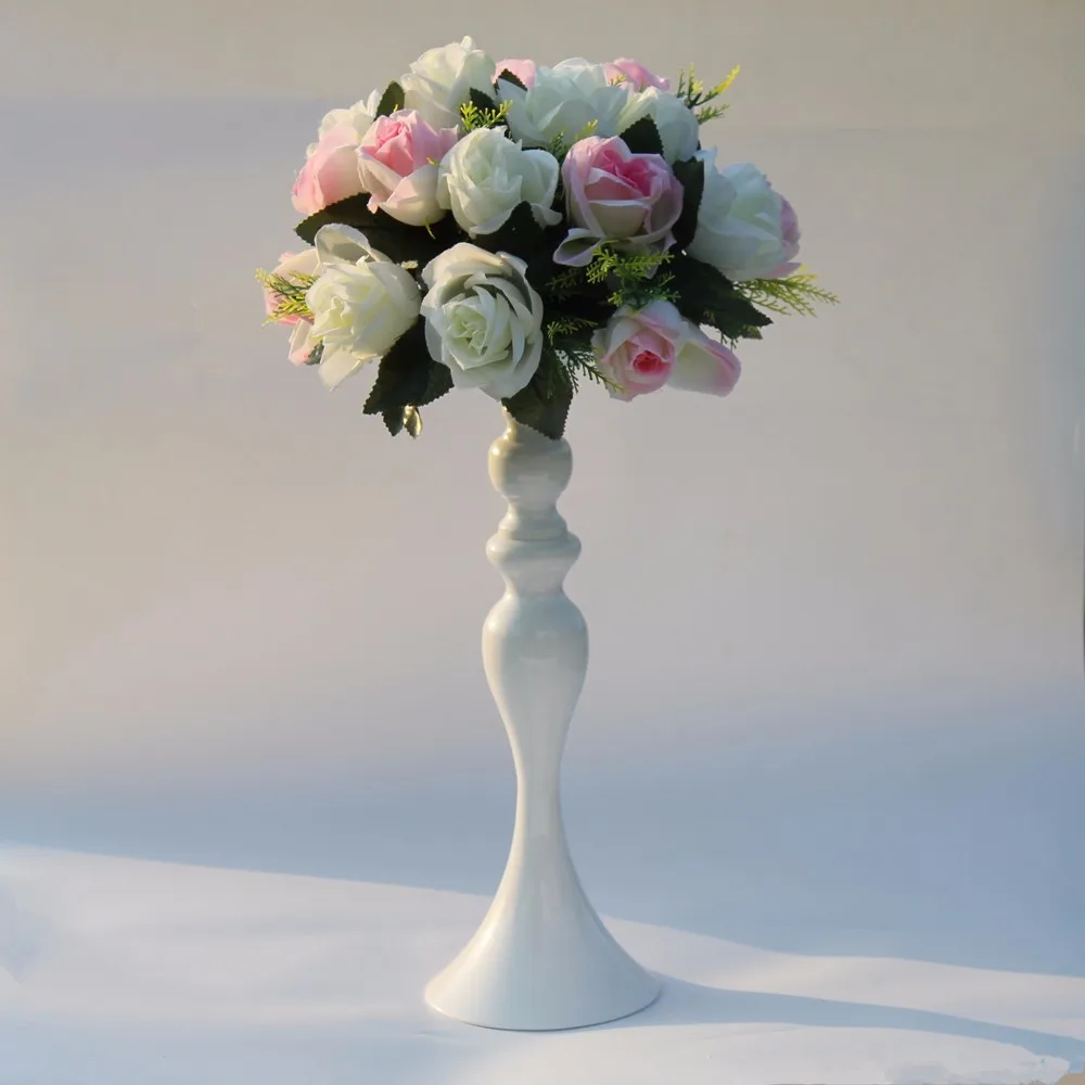 White 38 cm Золотые подсвечники 50 см/2", металлические подсвечники, ваза для цветов, столешница для свадебного украшения Предметы домашнего обихода, праздничная вечеринка, новогодний подарок - Цвет: White 38 cm