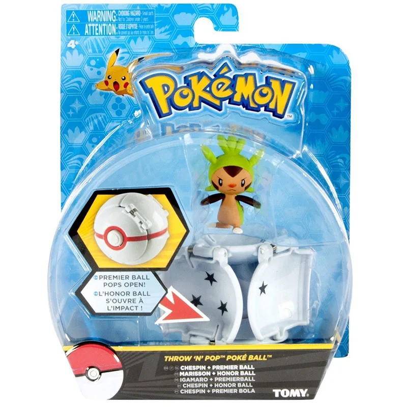 with box TAKARA TOMY Покемон мультфильм Pika Chespin Fennekin Froakie фигурки с мячом фигура аниме коллекции детские игрушки подарки - Цвет: with box