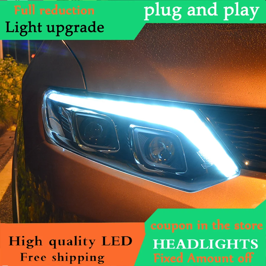 Автомобильный Стайлинг для фар Nissan Rouge 2014-2017 X-trail LED Сигнал фары СИД DRL Bi Xenon