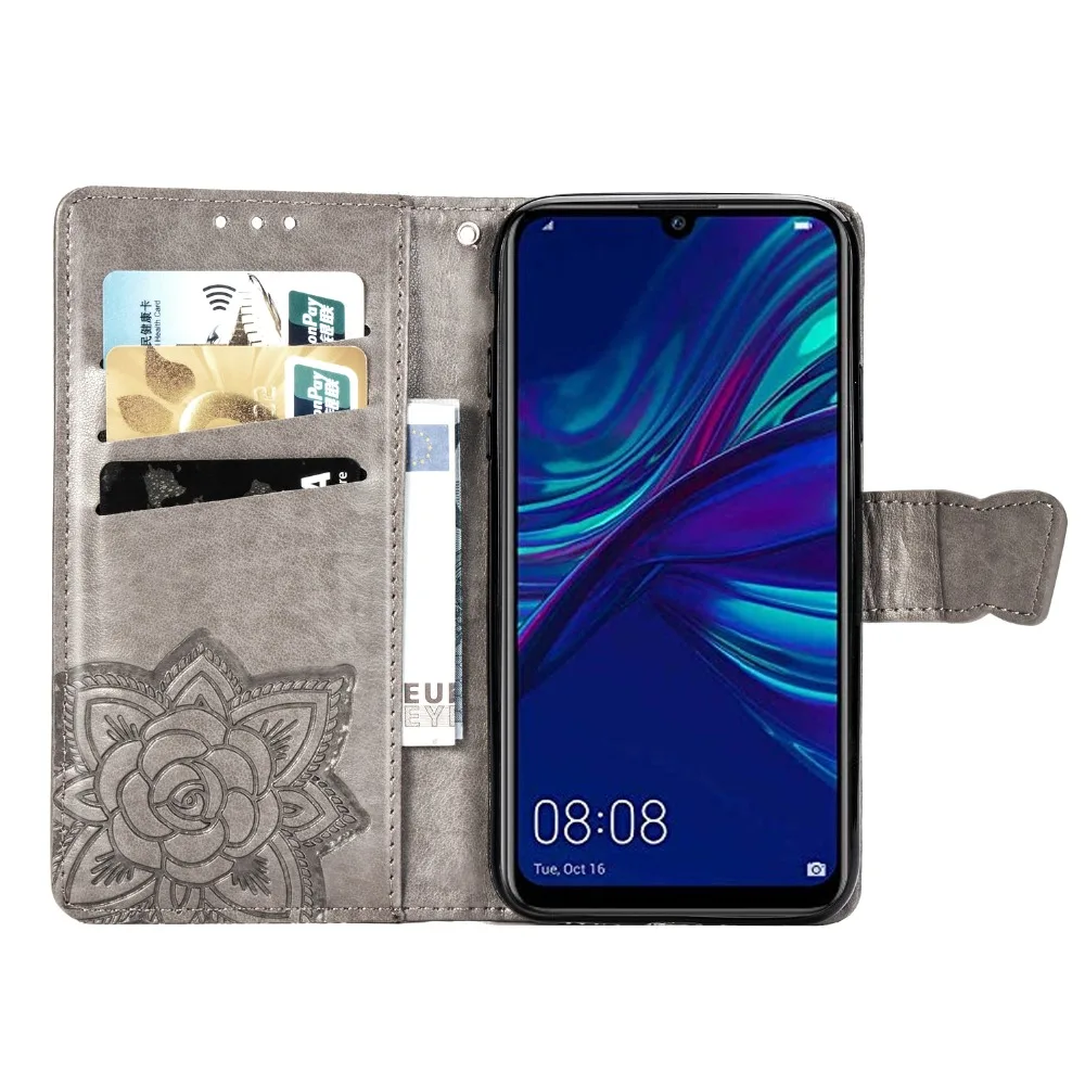 Для Huawei y7 2019 кожаный чехол-бумажник с цветком бабочкой и цветами для huawei Y7 prime |