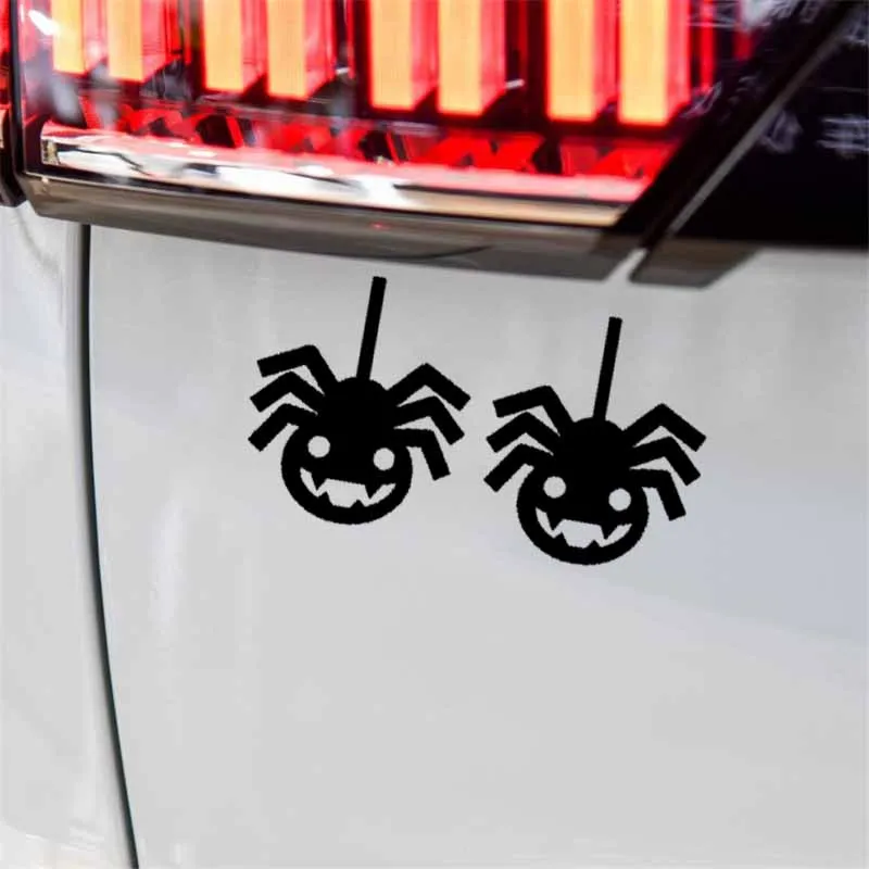 

YJZT 2X15.2CM*17.3CM Halloween Cartoon Spider Vinyl Decal Car Sticker Black/Silver C19-0217