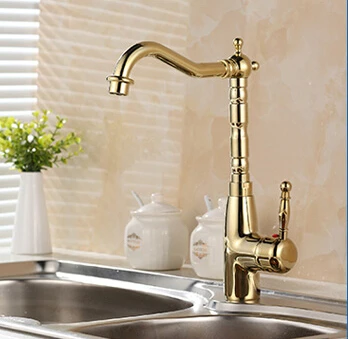 Новое поступление Европейский и ретро стиль кухонный смеситель с золотой