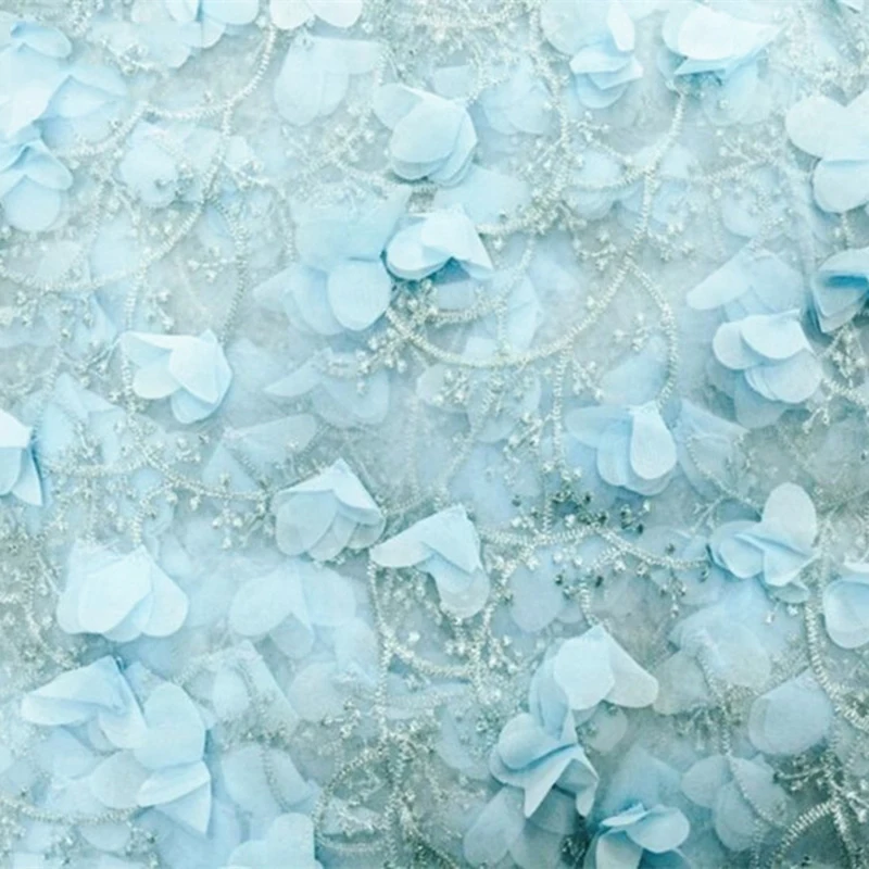 light blue 130X100 см с цветочной вышивкой из мягкой сетчатой ткани тюль ткань для юбка-пачка блузка одежда свадебное, вечернее платье из ткани - Цвет: light blue