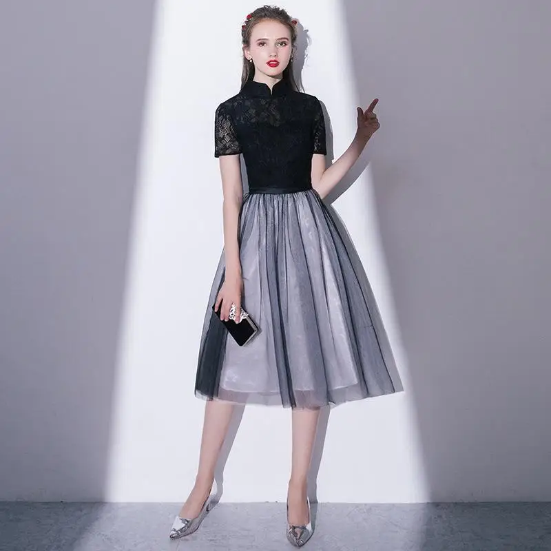 Коктейльные платья Изысканный v-образный вырез Vestidos Вечернее Para A Festa женское вечернее платье с асимметрией на одно плечо халат на молнии De Soir - Цвет: Black