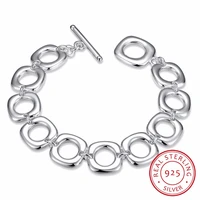 lekani hot sale 925 silver bracelet cuff for women wholesale sterling silver fine jewelry square chunky chain bracelet mujer