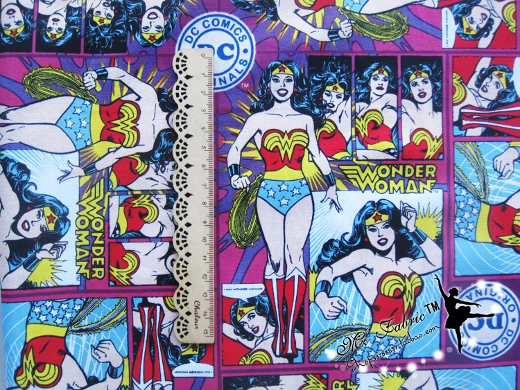 110x50 см 1 шт. мультфильм Wonder women ткань хлопок Wonder women печатная ткань лоскутное Швейные материалы для ручной работы платье