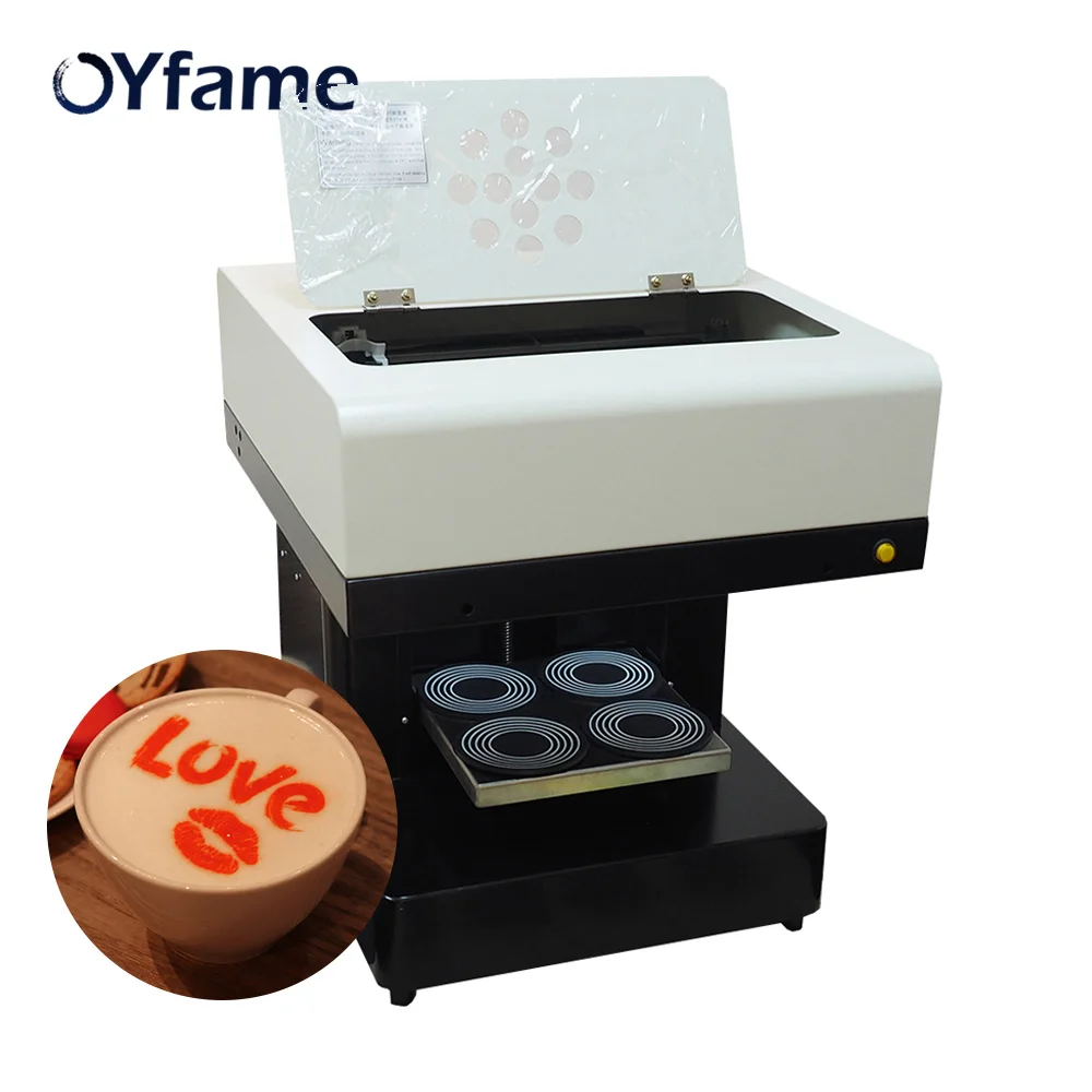 OYfame 4 cups Coffee Printer Chocolate Selfie Cake Priter coffee Printing Machine for Cappuccino Biscuits With 2 set ink