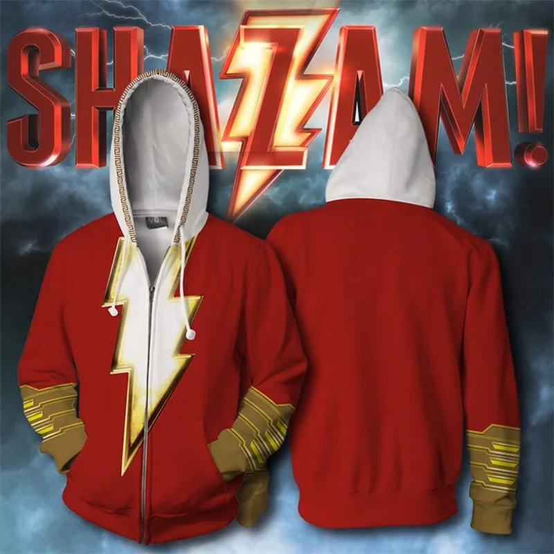 Супергерой Капитан шазам Billy Batson 3D Принт толстовки Косплей Повседневная куртка с капюшоном куртка
