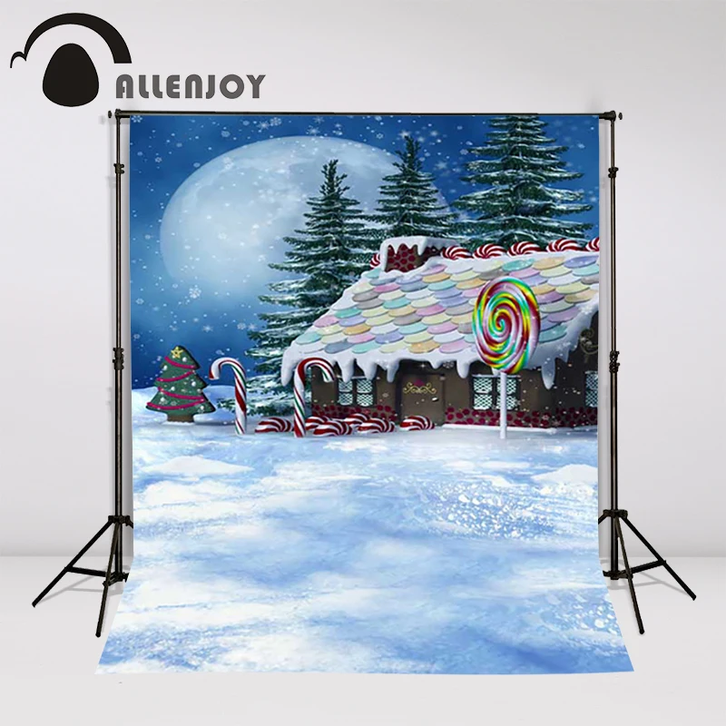 Фотофон Allenjoy для фотосъемки с рождественским домом снежной ночью новорожденных