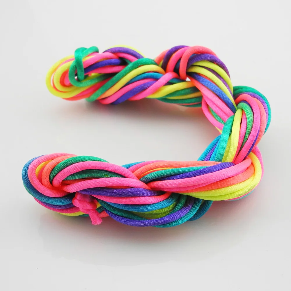 2 5 мм Радуга Rattail атласный шнур китайский бисер нейлоновый 10yds|satin cord|rattail satin cordnylon