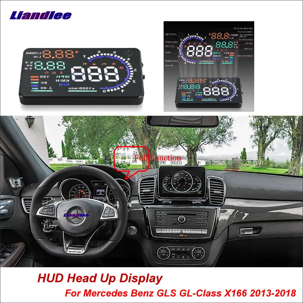 Liandlee Car HUD Head Up Display For Mercedes Benz GLS GL-Class X166 2013-2018 Safe Driving Screen OBD Projector Windshield