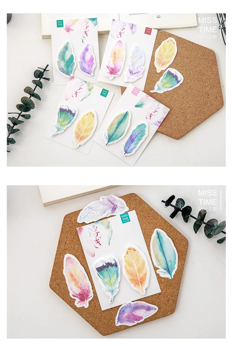 36 шт./лот плавающие перья Липкие заметки радуга планировщик стикеры этикетки