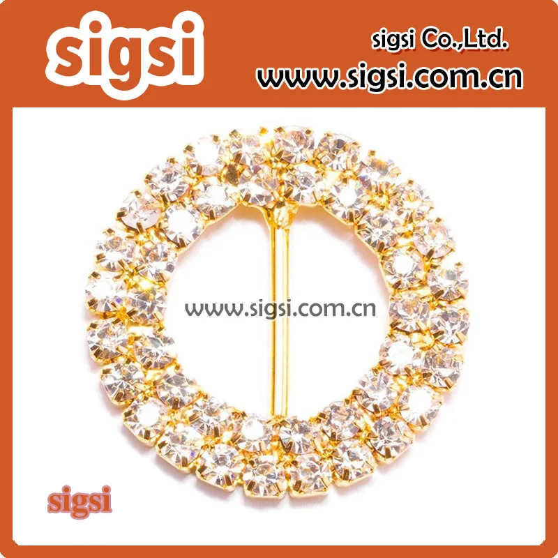 

100pcs Double rows lead & nickle free rhinestone round ribbon buckle