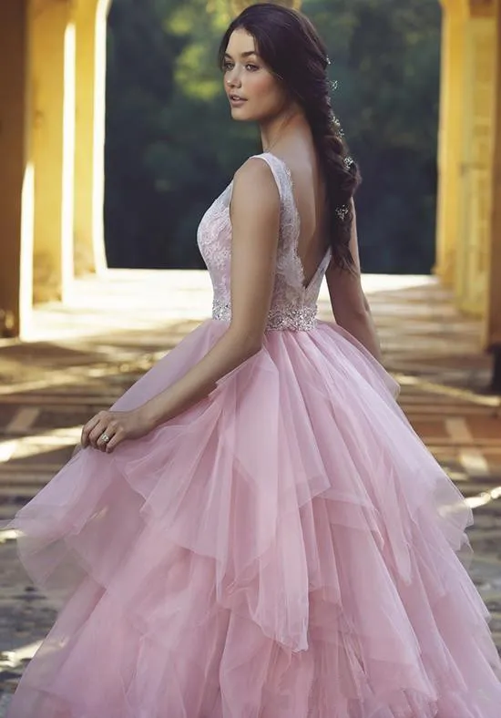 2020 романтическое с а линией Свадебные платья розовый V образным вырезом