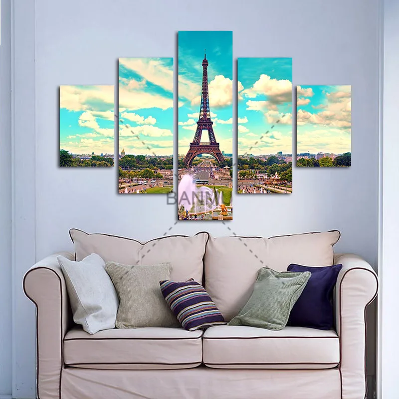 Картина на холсте Эйфелева башня (без рамки) 5 шт./компл. | Дом и сад