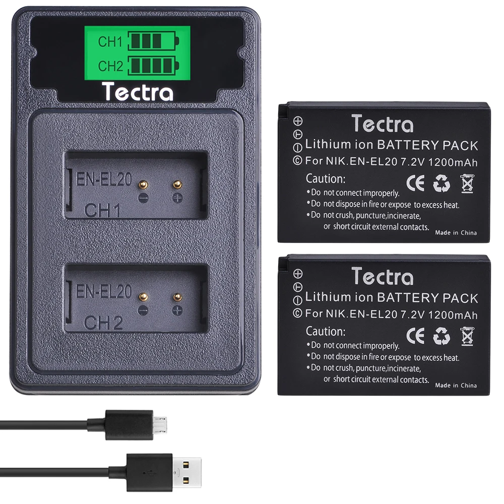2 шт. 1200 мАч EN-EL20 EN EL20 EL20a батарея + ЖК-дисплей USB зарядное устройство Type-C порт для Nikon