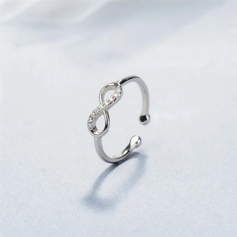 

Sole Memory Temperament Creative Geometry Digital Personality Fashion 925 Sterling Silver Female Resizable Opening Rings SRI232