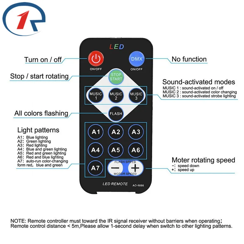 ZjRight ИК-пульт дистанционного управления светодиодный Кристальный вращающийся