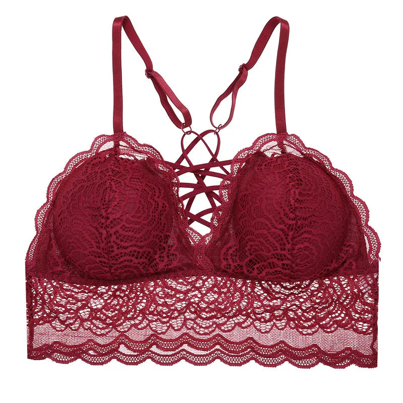 Wine red 3 Кружевной бюстгальтер без косточек размера плюс, бюстгальтер без косточек с глубоким v-образным вырезом, красное Прозрачное нижнее белье с открытой спиной, нижнее белье без косточек, Новинка - Цвет: Wine red 3