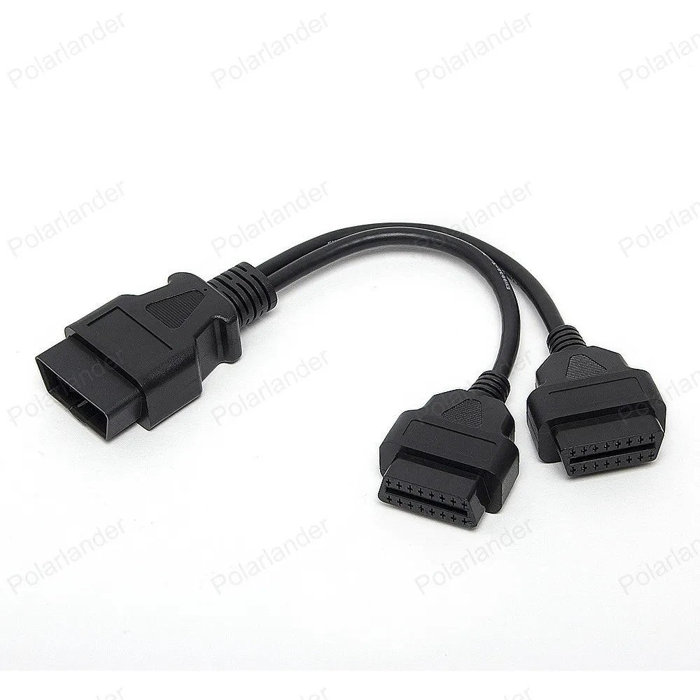 hot sell OBD II cable 16 Pin Extension Cable Connector Male to Dual Female Y extended interface line | Diagnostic Tools