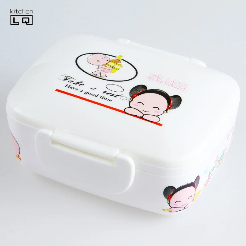 Прекрасные Цветочные Дети Посуда Набор Посуды Микроволновая Печь Бенту Lunch Box С Ложкой и Вилкой Двойные Слои