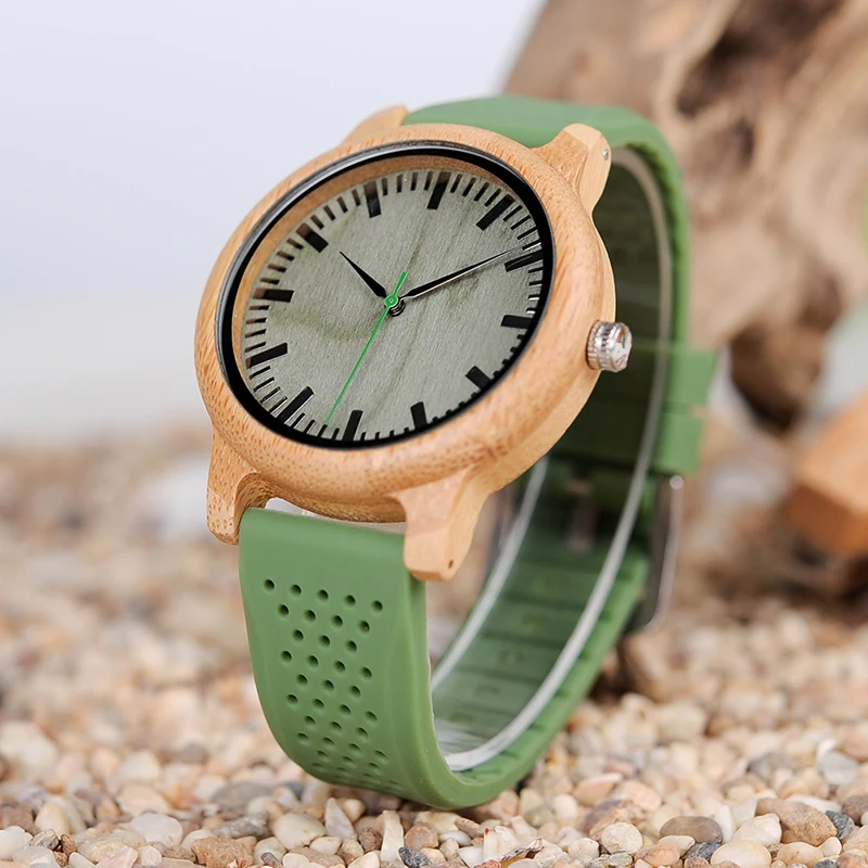 

Watch Men Woman BOBO BIRD Bamboo Wooden Quartz With Silicone Strap relogio masculino Ladies erkek kol saati