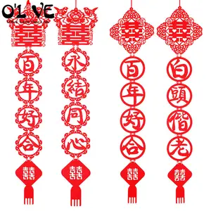 Китайские свадебные пары, Нетканые Свадебные подвесные украшения, подвесные украшения для двойного счастья, товары для вечерние