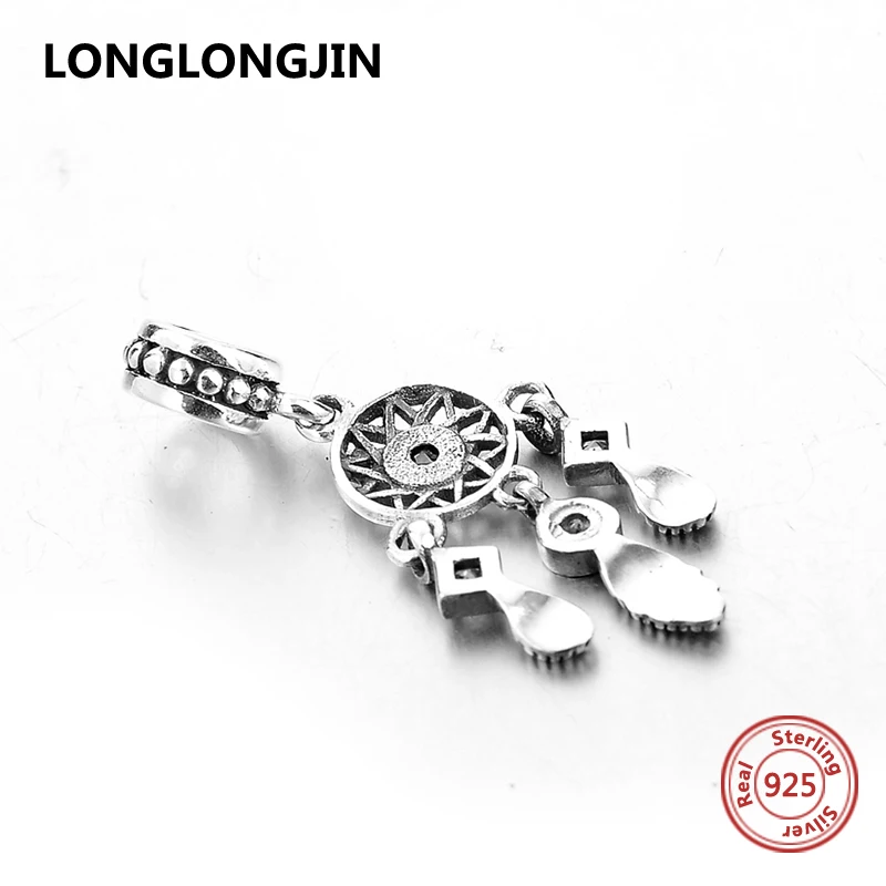 925 Sterling Silver Tassel Bangle Charms Beads With CZ Fit Charm Pandora silver original Bracelet Pendant Fine Jewelry Gift|beads fashion|beads