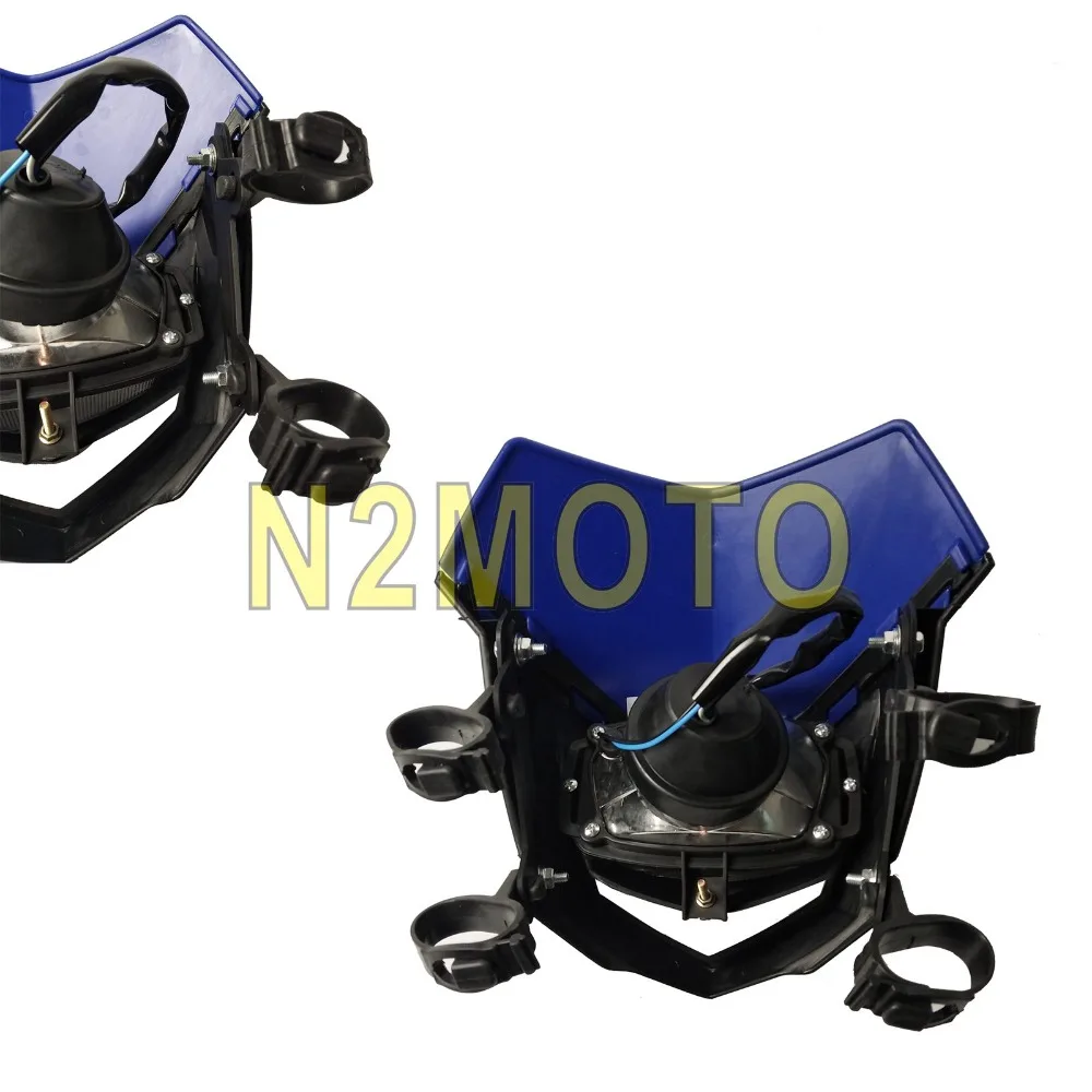 Мотоциклы Dirt Bike Dual Sport Enduro фары для мотокросса обтекатель для Yamaha YZ XT WR TTR TT синий налобный фонарь 12 в 35 Вт